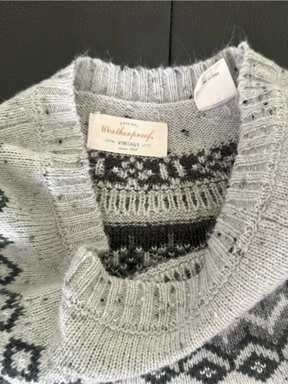 Weatherproof Vintage Gray Fair Isle Crewneck Sweater